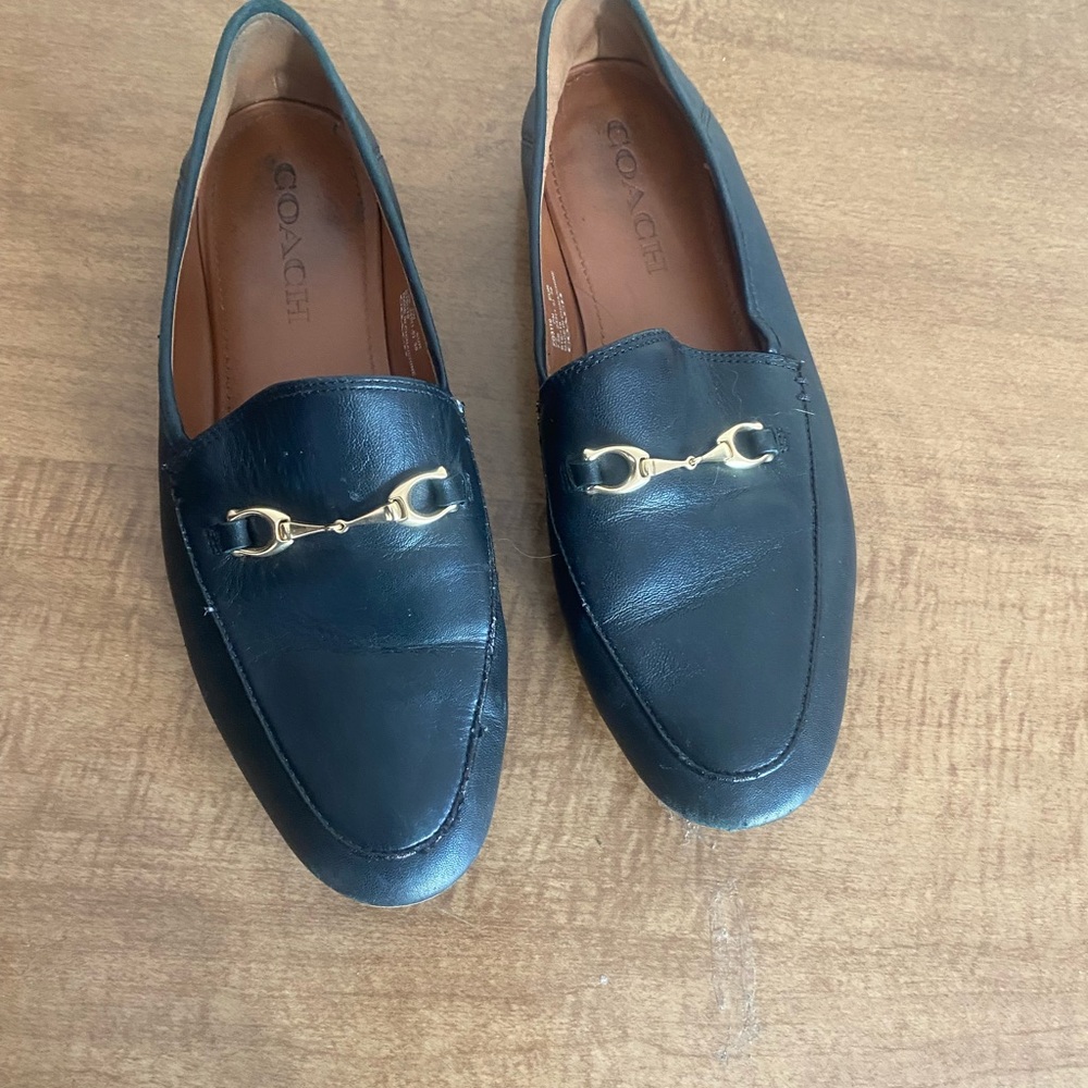 Coach Black Haley Leather Loafer 7.5